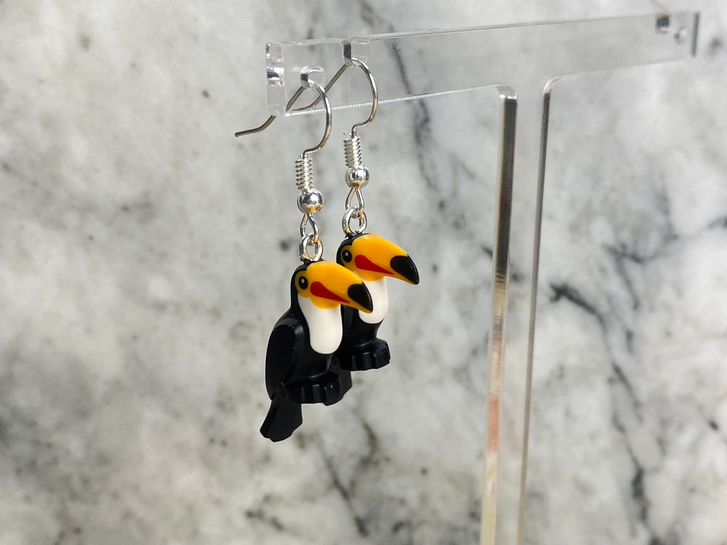 Handmade Brick Toucan Drop Earrings