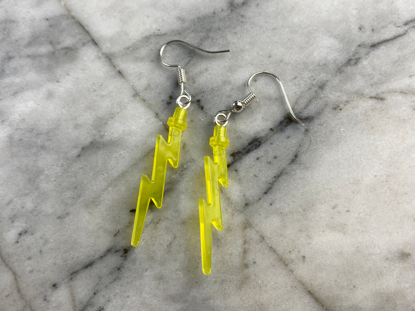 Handmade Brick Lightning Bolt Drop Earrings