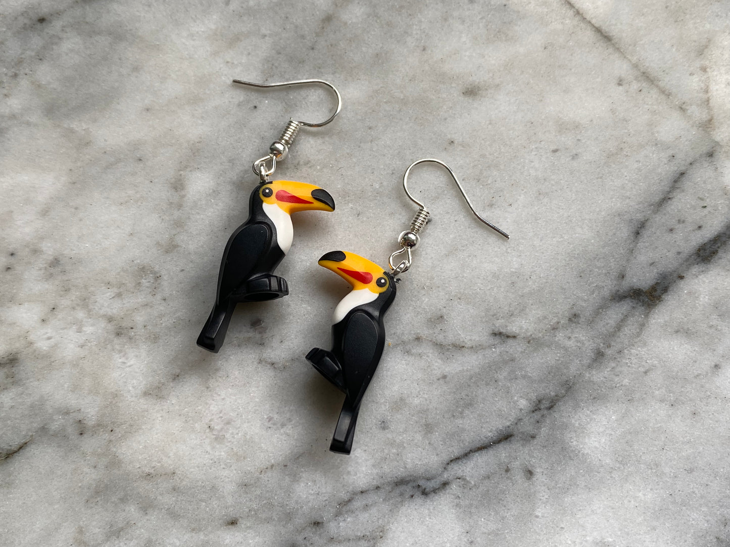 Handmade Brick Toucan Drop Earrings