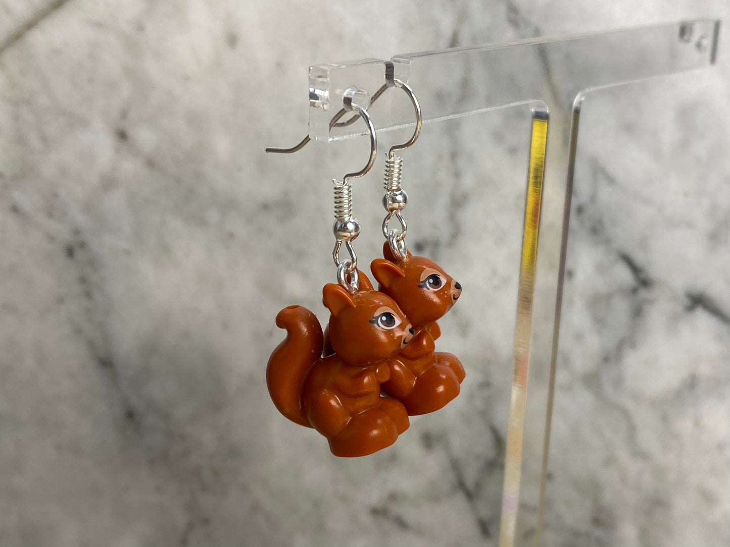 Handmade Brick Squirrel Drop Earrings