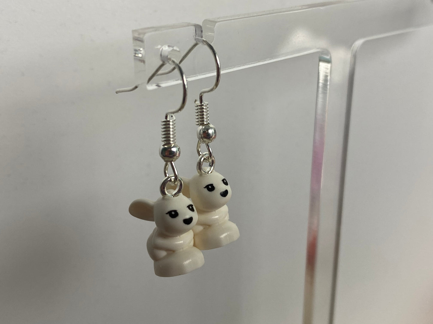 Handmade Brick Bunny Rabbit Drop Earrings