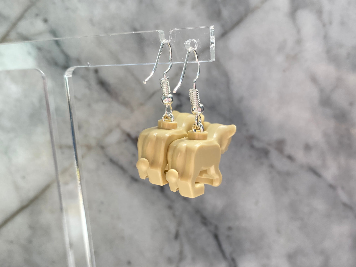 Handmade Brick Lion Cub Drop Earrings