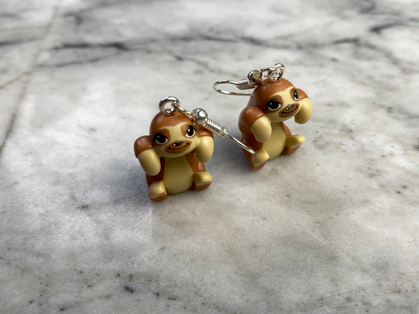 Handmade Brick Sloth Drop Earrings